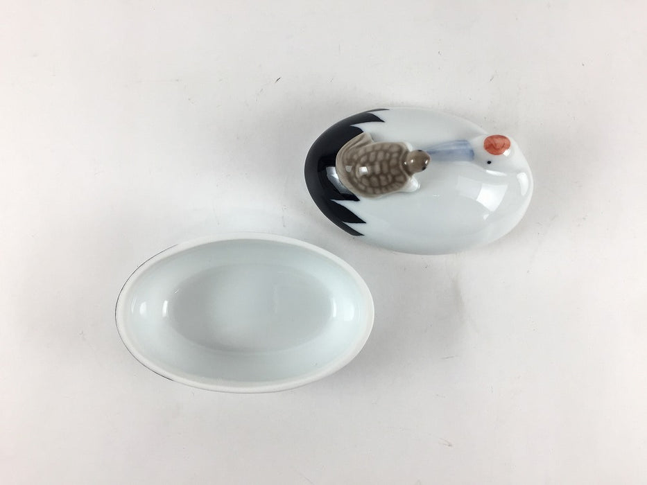 染付　鶴に亀蓋珍味　8cm　有田焼(j.R)