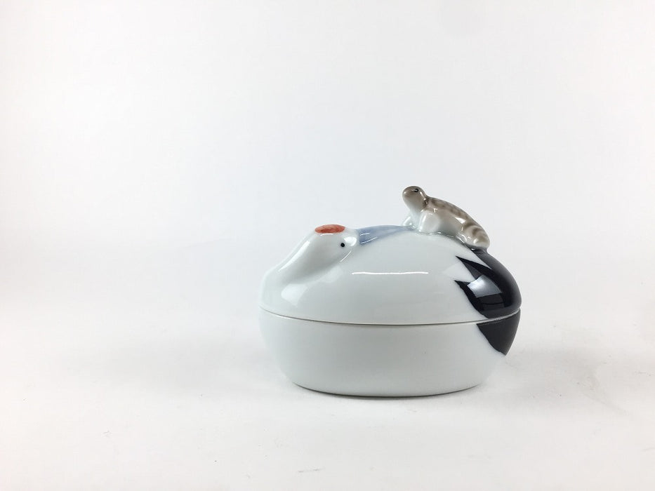 染付　鶴に亀蓋珍味　8cm　有田焼(j.R)