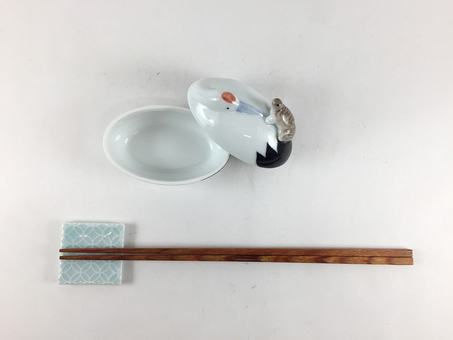 染付　鶴に亀蓋珍味　8cm　有田焼(j.R)