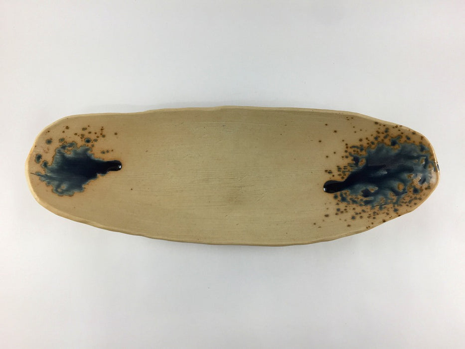 【SALE】白ザラメルリオリベ　二方流し向付　28cm　有田焼【訳あり】