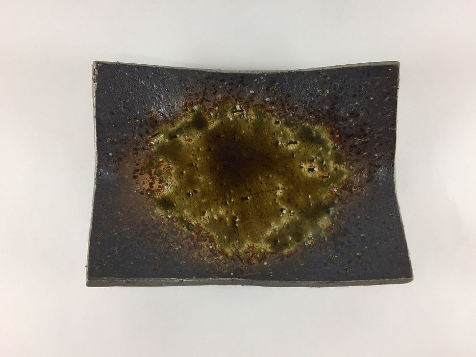 【SALE】灰流し四足焼皿　17.5cm　有田焼【訳あり】