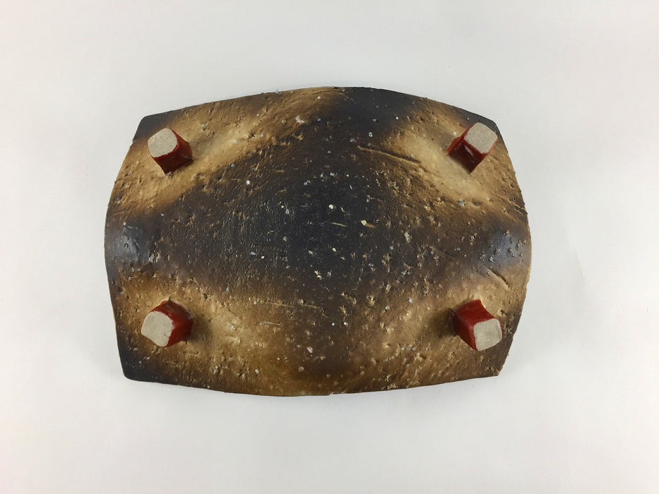 【SALE】灰流し四足焼皿　17.5cm　有田焼【訳あり】