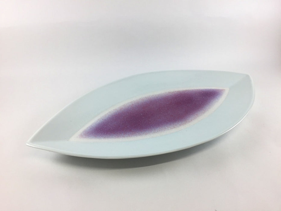 【SALE】白釉内紫マット葉型プレート皿　36cm　有田焼【訳あり】
