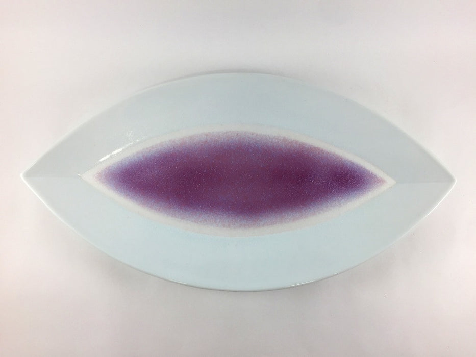 【SALE】白釉内紫マット葉型プレート皿　36cm　有田焼【訳あり】