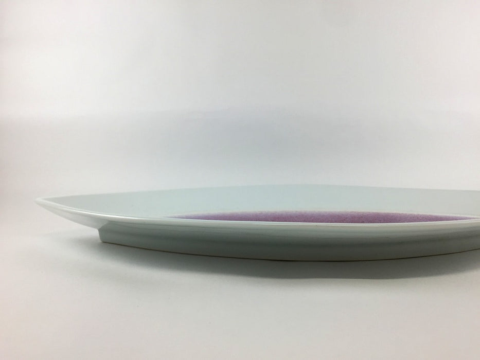 【SALE】白釉内紫マット葉型プレート皿　36cm　有田焼【訳あり】