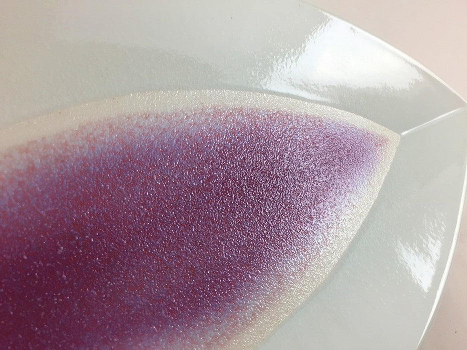 【SALE】白釉内紫マット葉型プレート皿　36cm　有田焼【訳あり】