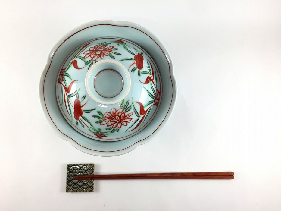 【SALE】16cm蓋付花丼.万歴　有田焼(j.R)【訳あり】