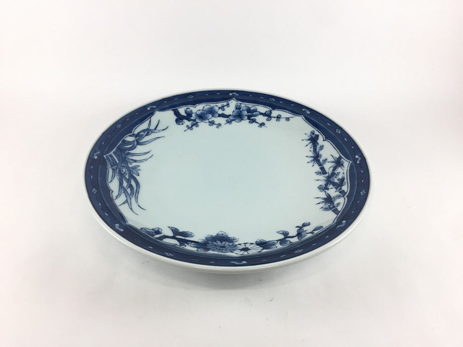 【SALE】22cm高台皿　藍四君子 　有田焼【訳あり】