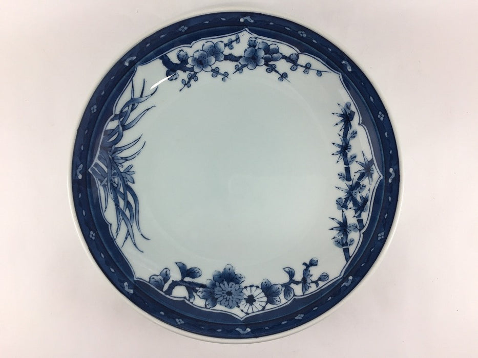 【SALE】22cm高台皿　藍四君子 　有田焼【訳あり】