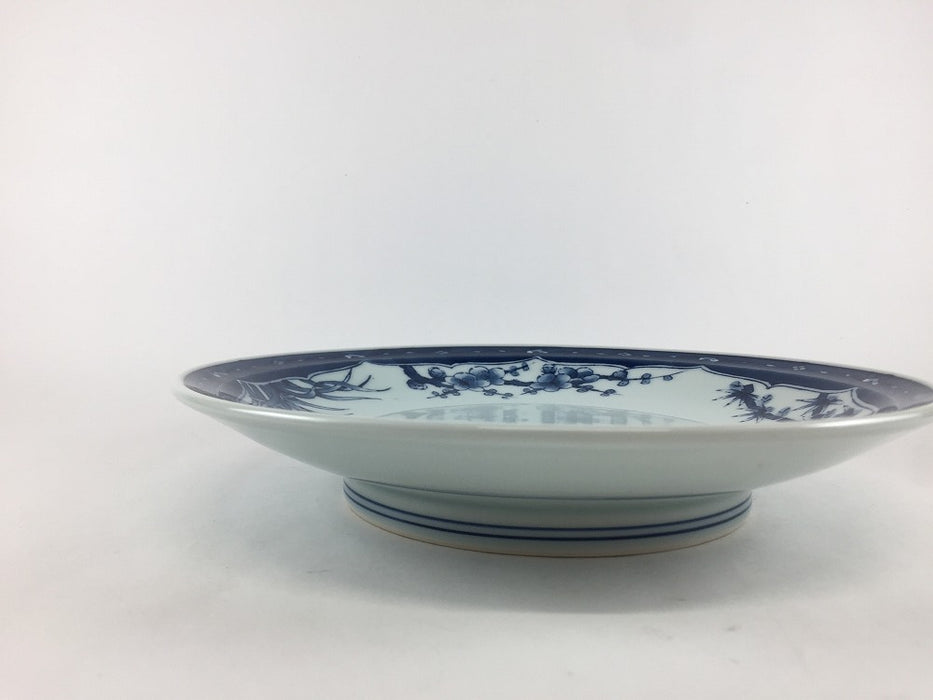【SALE】22cm高台皿　藍四君子 　有田焼【訳あり】