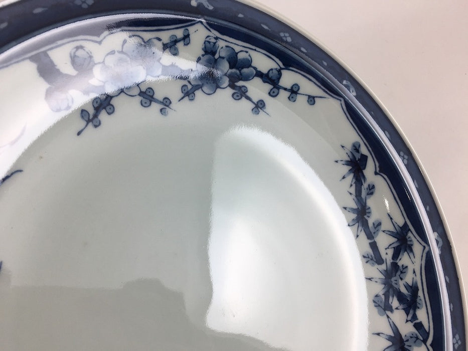 【SALE】22cm高台皿　藍四君子 　有田焼【訳あり】