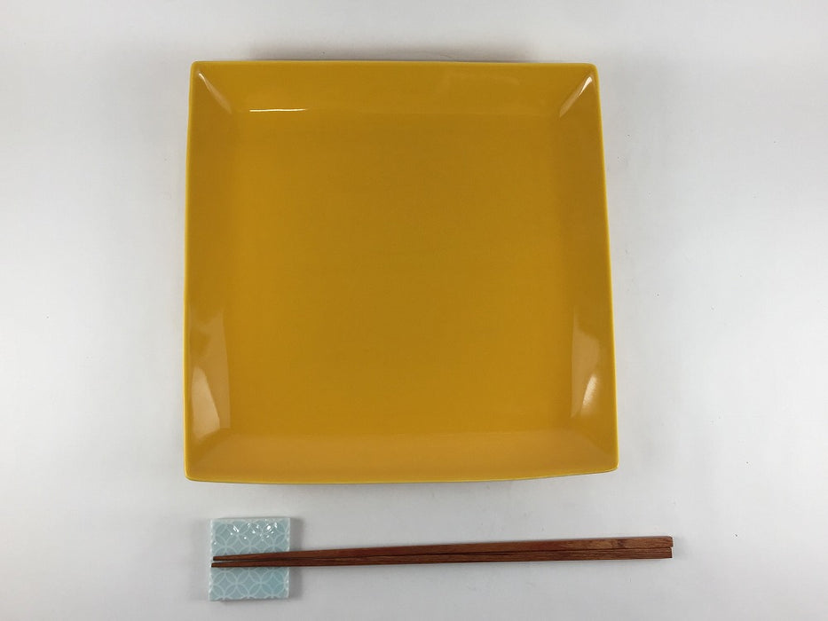 【SALE】22角皿　黄 　22cm　有田焼【訳あり】
