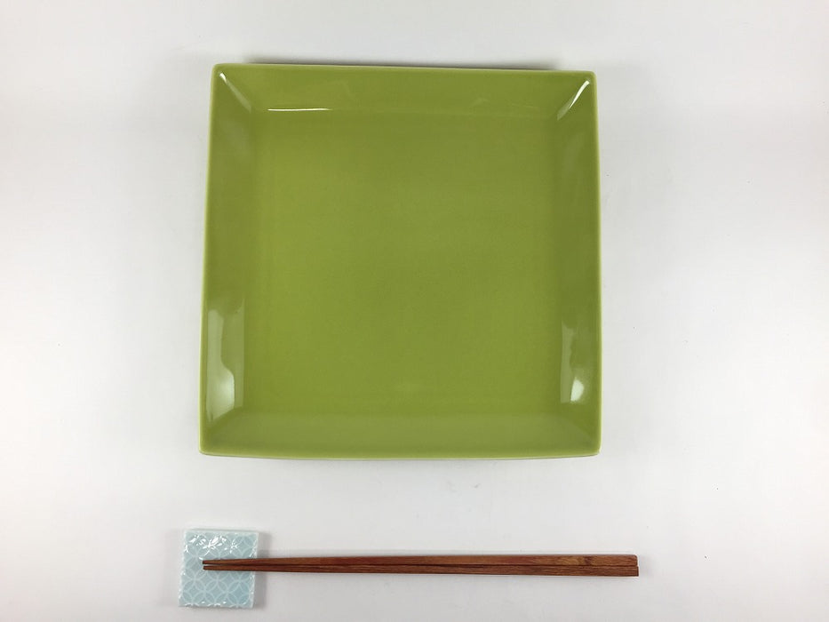 【SALE】22角皿　緑　22cm　有田焼【訳あり】