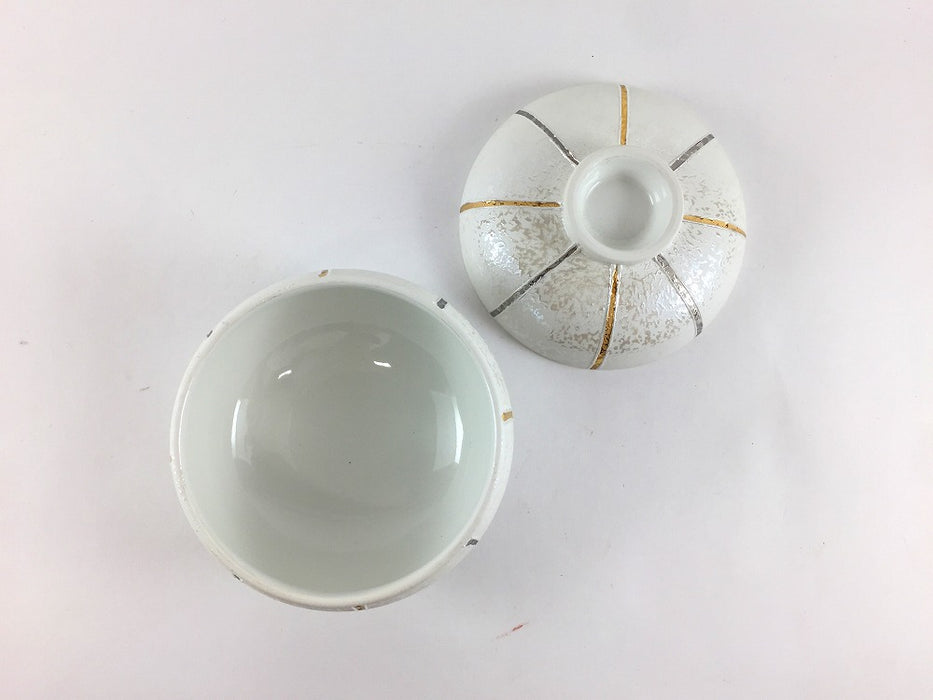 【SALE】ラスター金銀十草蒸碗　8.5cm　有田焼【訳あり】