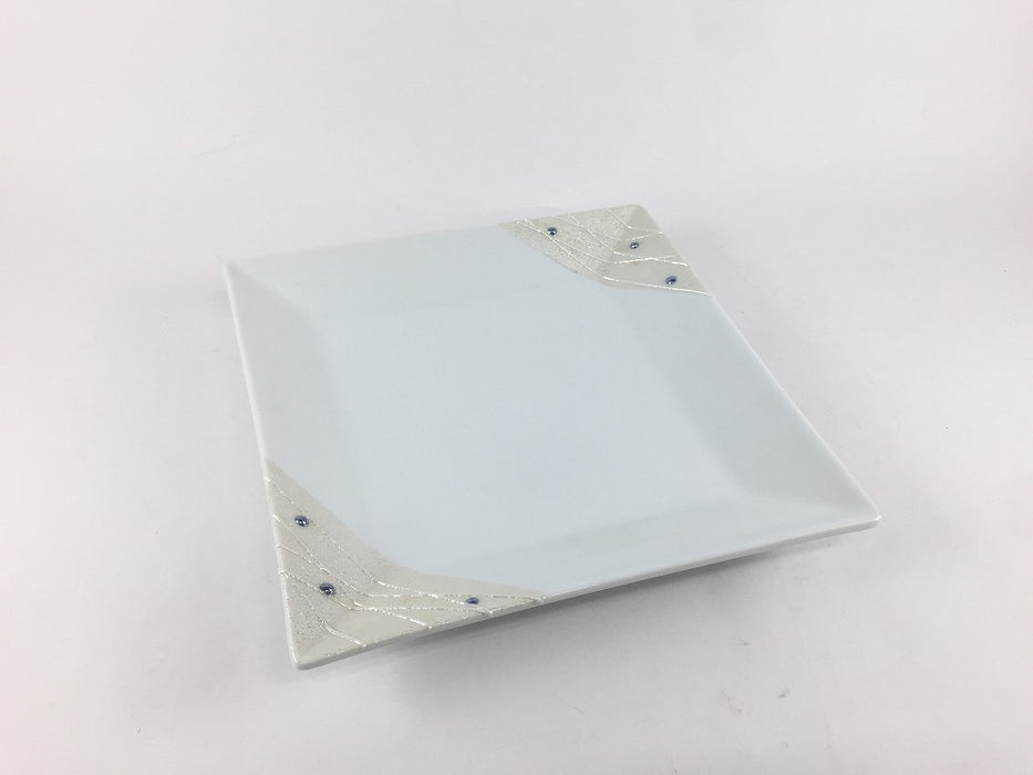 【SALE】165角皿　光彩青点　16.5cm　有田焼【訳あり】