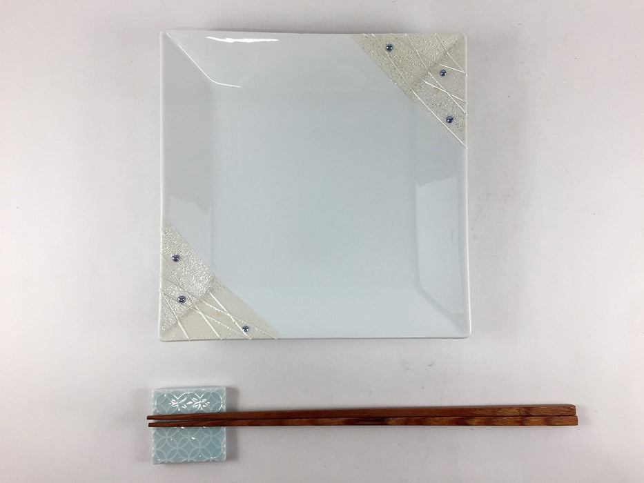 【SALE】165角皿　光彩青点　16.5cm　有田焼【訳あり】