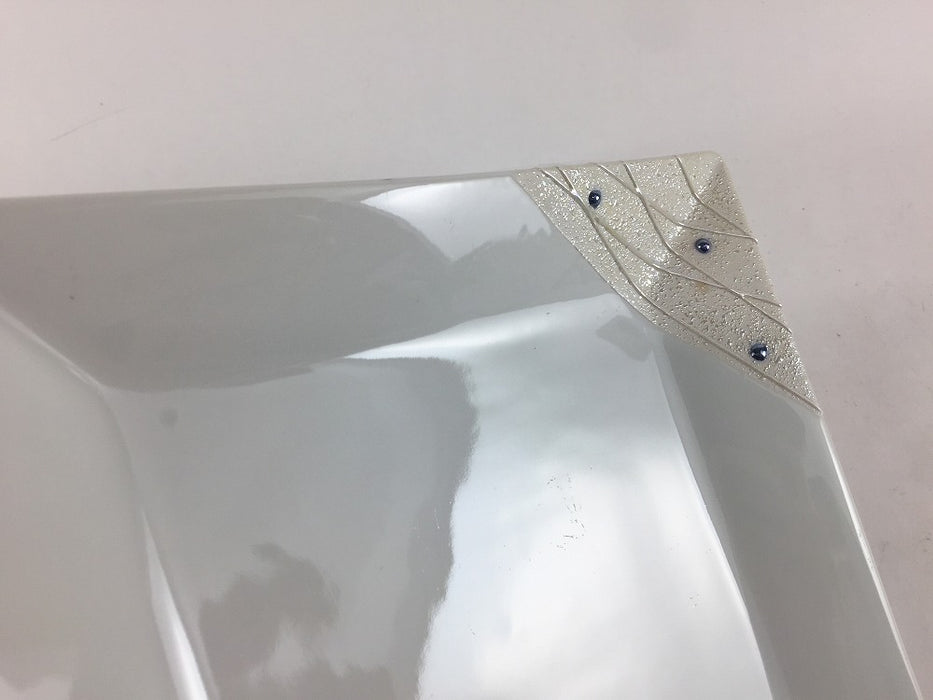 【SALE】165角皿　光彩青点　16.5cm　有田焼【訳あり】