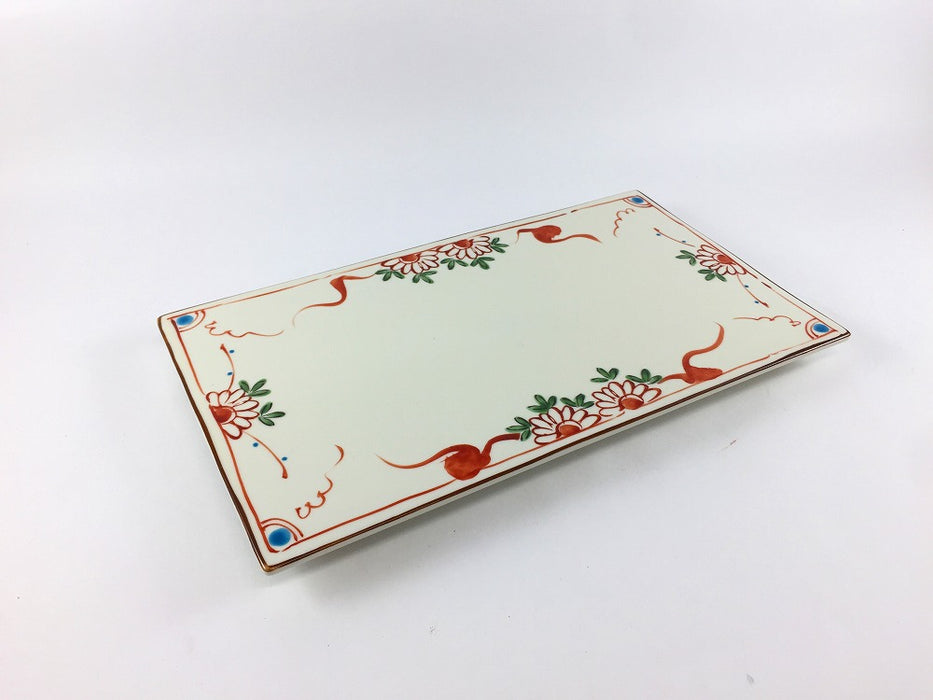 菊万歴　24cm長角皿　三川内焼(j.R)