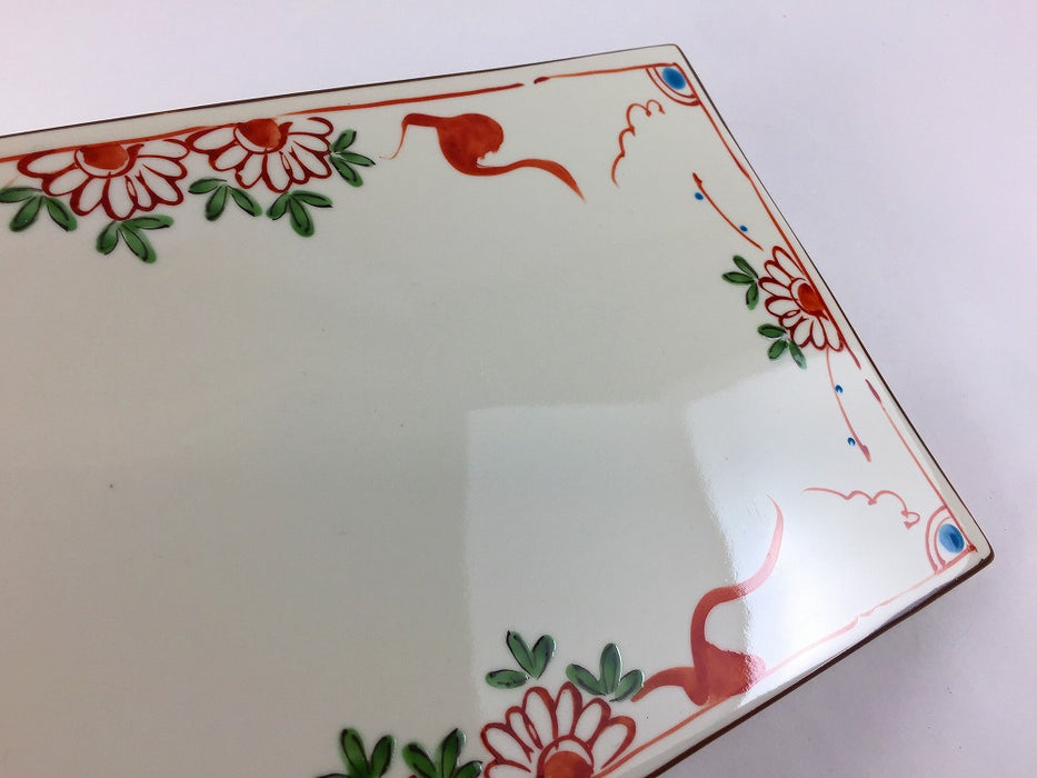 菊万歴　24cm長角皿　三川内焼(j.R)