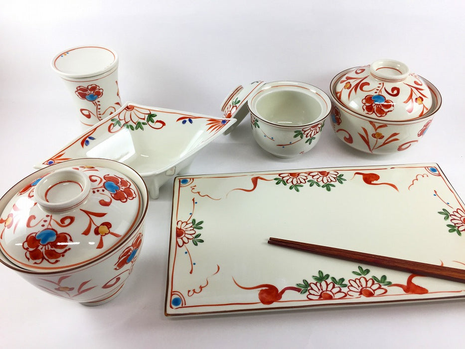 菊万歴　のし型小丼　18cm　三川内焼(j.R)