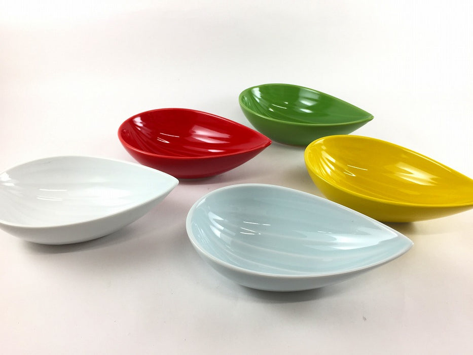 【1個価格】笹小鉢　(白磁/赤/緑/青磁/黄)　14cm　波佐見焼 (j.R)