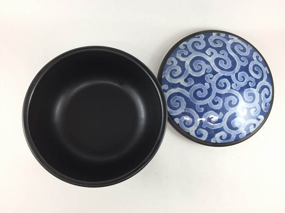 【SALE】1.5合おひつ　藍唐草　箱入(1000cc)　17.5cm　波佐見焼【訳あり】