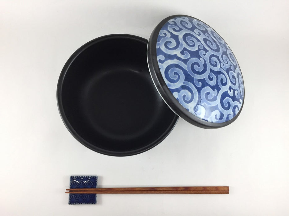 【SALE】1.5合おひつ　藍唐草　箱入(1000cc)　17.5cm　波佐見焼【訳あり】