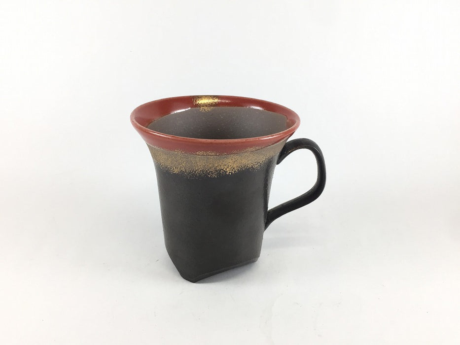 【SALE】三ツ足マグカップ　黒ザラメ上赤　350cc　有田焼【訳あり】