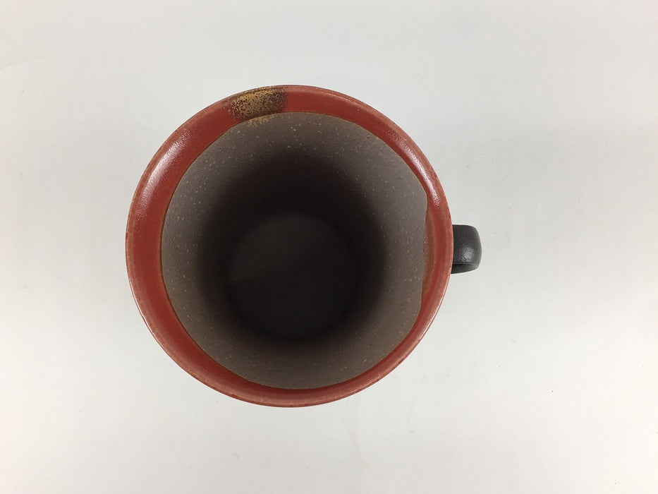 【SALE】三ツ足マグカップ　黒ザラメ上赤　350cc　有田焼【訳あり】