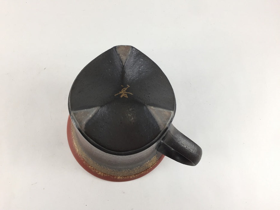 【SALE】三ツ足マグカップ　黒ザラメ上赤　350cc　有田焼【訳あり】
