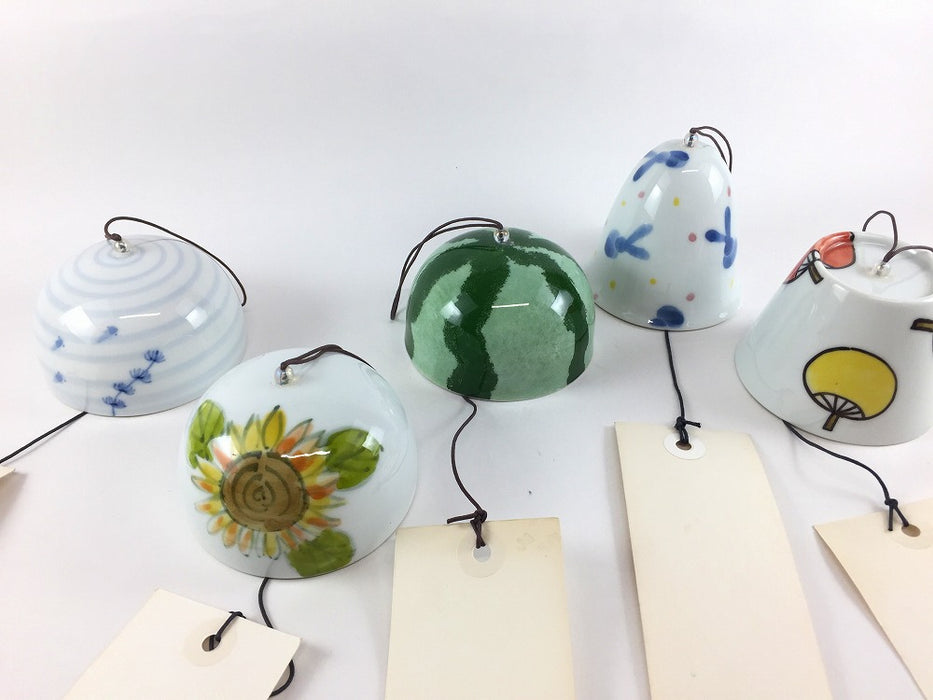 【SALE】風鈴　(すいか/めだか/ひまわり/うさぎ/うちわ)　有田焼【1個価格】