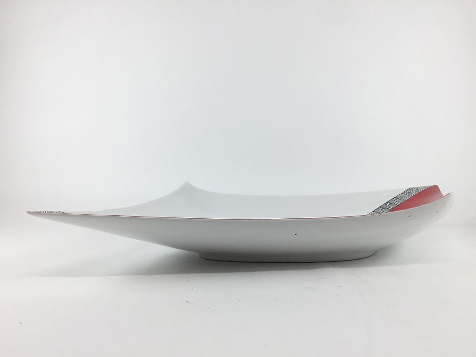 【SALE】錦赤塗地紋菱型口変皿　36cm　有田焼【訳あり】