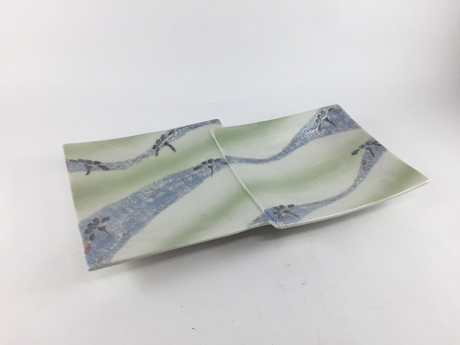 【SALE】錦緑花白夜正角あわせ皿　26cm　有田焼【訳あり】