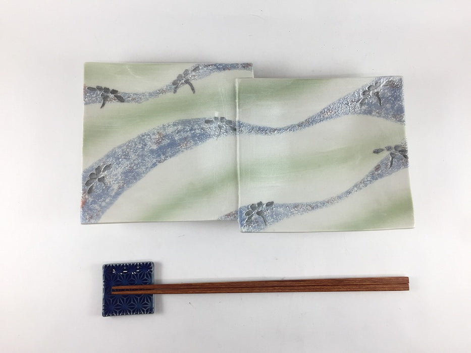 【SALE】錦緑花白夜正角あわせ皿　26cm　有田焼【訳あり】