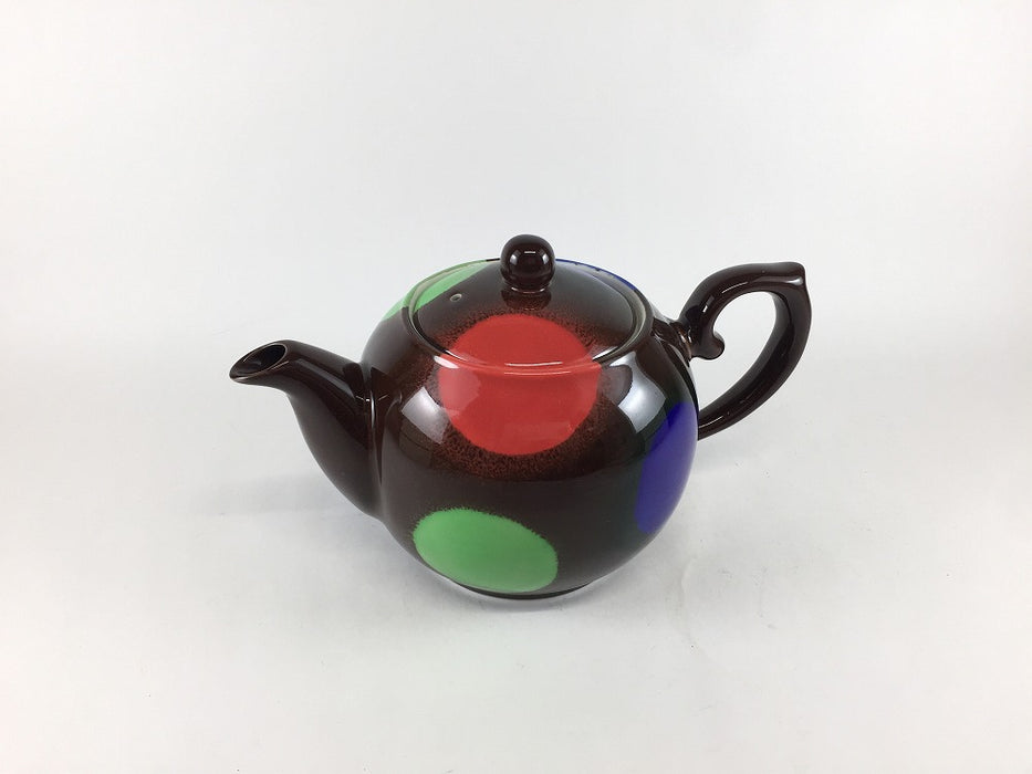 【SALE】チョコマーブル丸ポット(580cc)　黒　18cm　有田焼【訳あり】