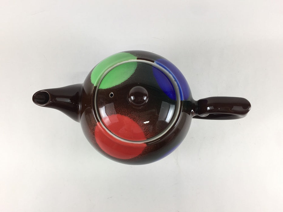 【SALE】チョコマーブル丸ポット(580cc)　黒　18cm　有田焼【訳あり】