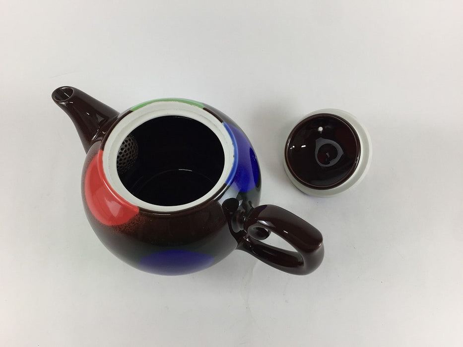 【SALE】チョコマーブル丸ポット(580cc)　黒　18cm　有田焼【訳あり】