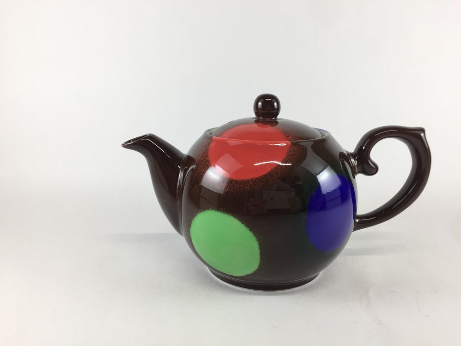 【SALE】チョコマーブル丸ポット(580cc)　黒　18cm　有田焼【訳あり】