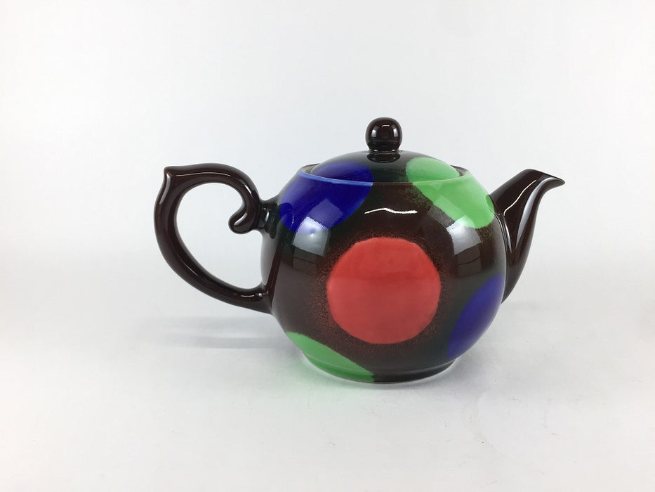 【SALE】チョコマーブル丸ポット(580cc)　黒　18cm　有田焼【訳あり】