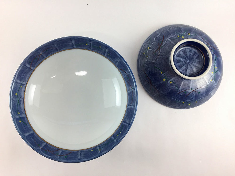 【SALE】160高平蓋　ルリ銀ムサシノ　16cm　有田焼【訳あり】