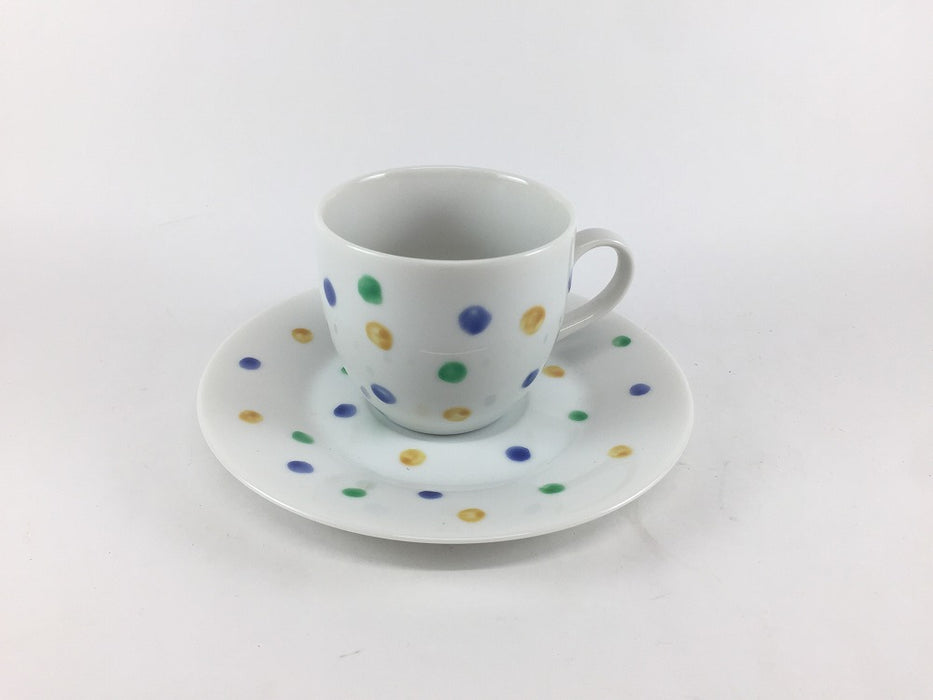 【SALE】水玉コーヒー碗皿　200cc　有田焼【訳あり】