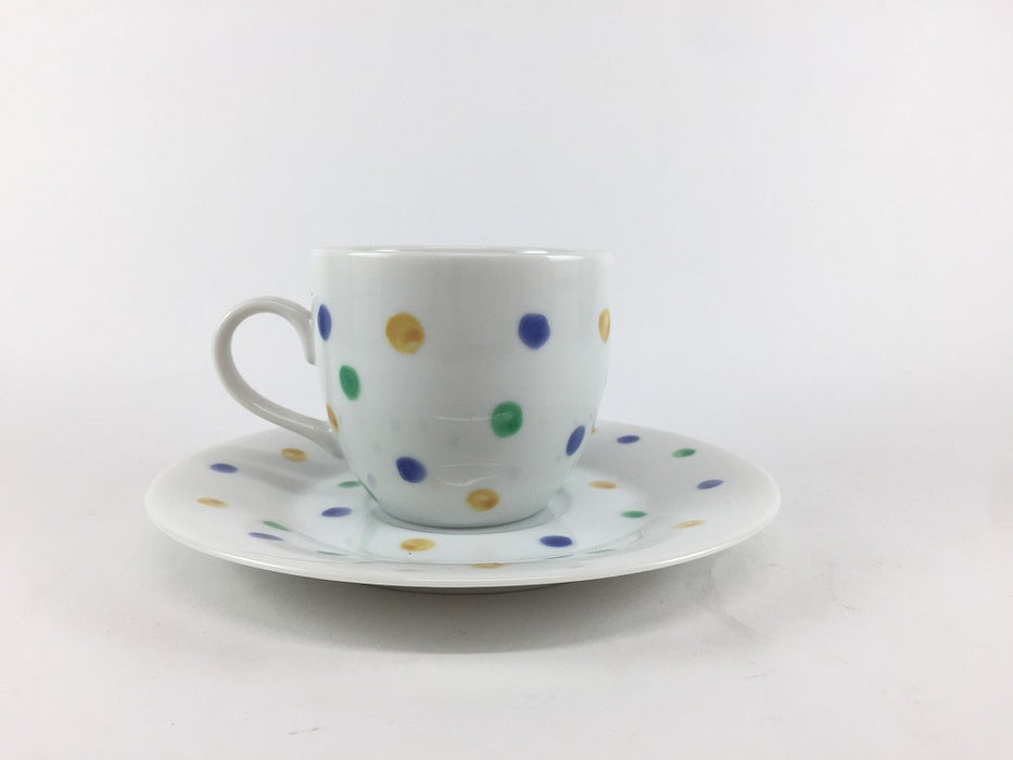 【SALE】水玉コーヒー碗皿　200cc　有田焼【訳あり】