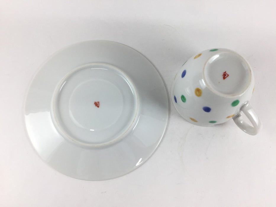 【SALE】水玉コーヒー碗皿　200cc　有田焼【訳あり】