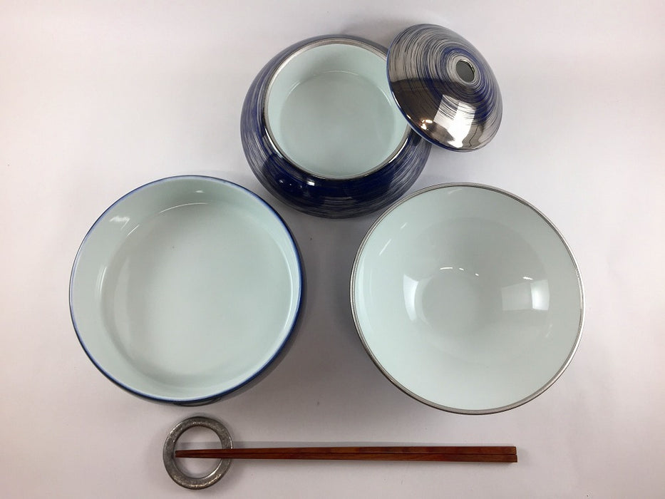 【SALE】玉重　藍銀刷毛　16cm　有田焼【訳あり】