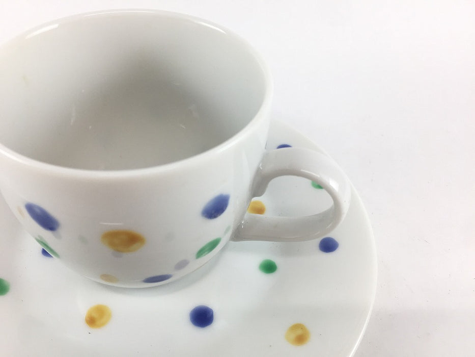 【SALE】水玉コーヒー碗皿　200cc　有田焼【訳あり】