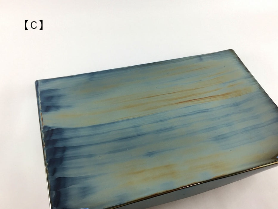 【SALE】黒釉ラスター　長角台皿(A/B/C/D/E)　25cm　有田焼【訳あり】