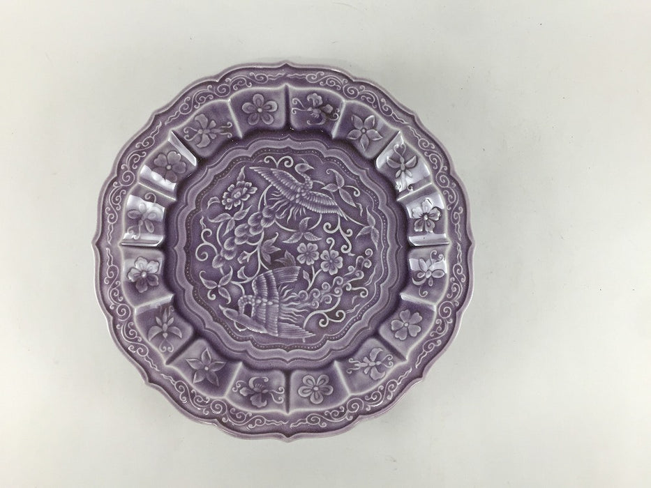 花鳥彫5寸皿　紫彩　16cm　有田焼福泉窯(j.R)