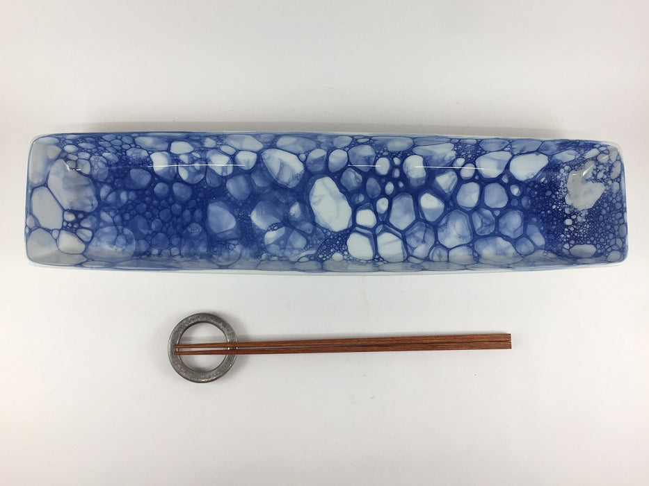 染付呉須油滴　長角深鉢　40cm　有田焼弥源次窯(j.R)