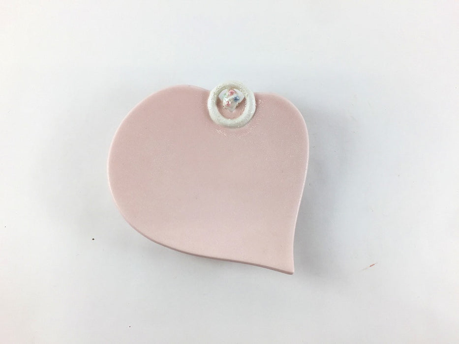 【SALE】ハート小皿　ピンクまゆ玉　12cm　有田焼【訳あり】