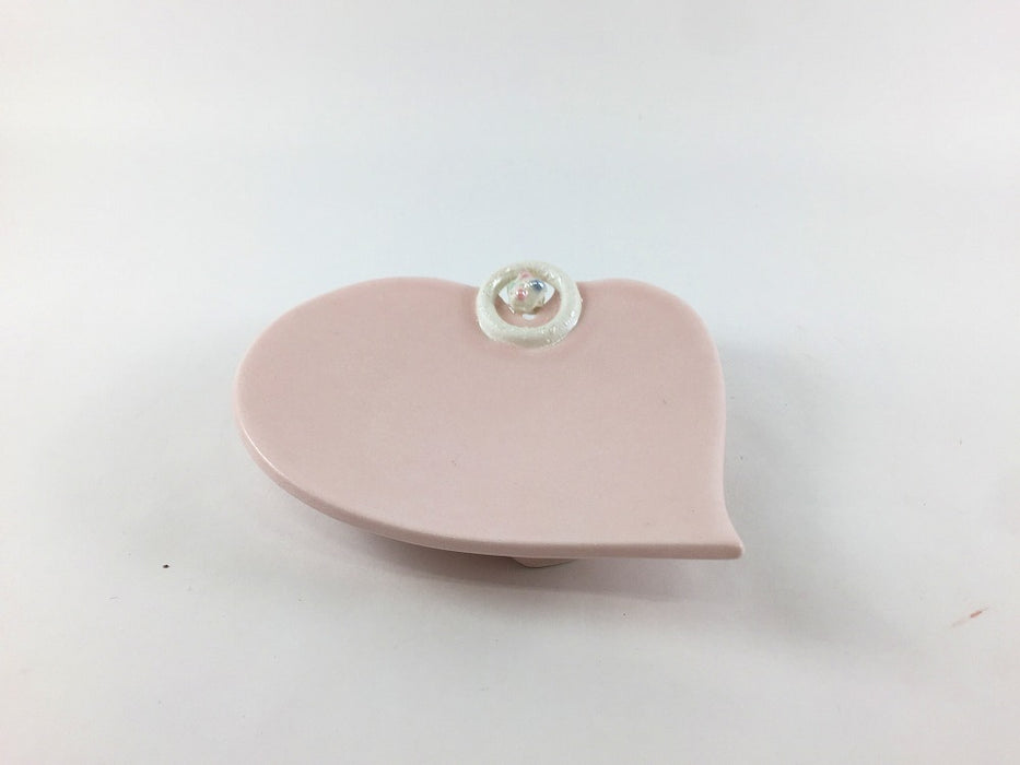 【SALE】ハート小皿　ピンクまゆ玉　12cm　有田焼【訳あり】